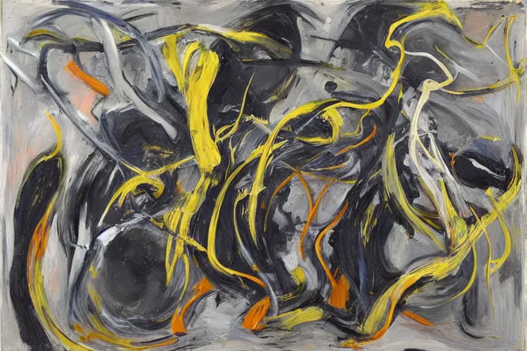Abstract painting in the manner of Willem de Kooning, generated from the words of this post
