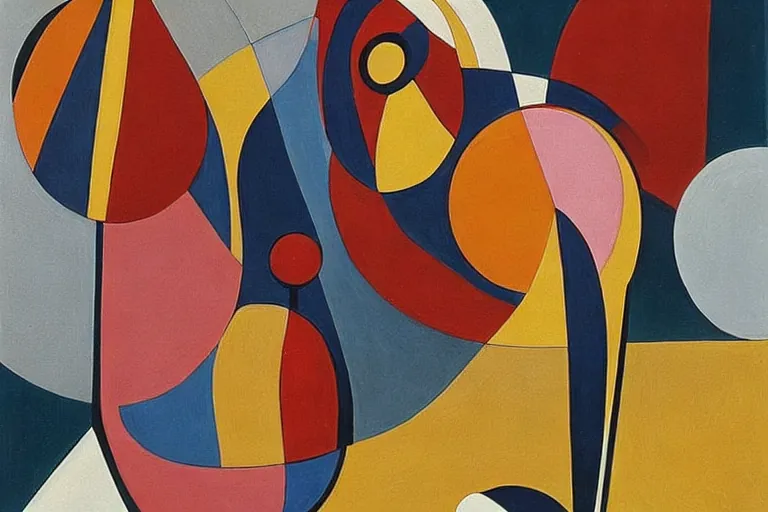 Abstract painting in the manner of Oskar Schlemmer, generated from the words of this post