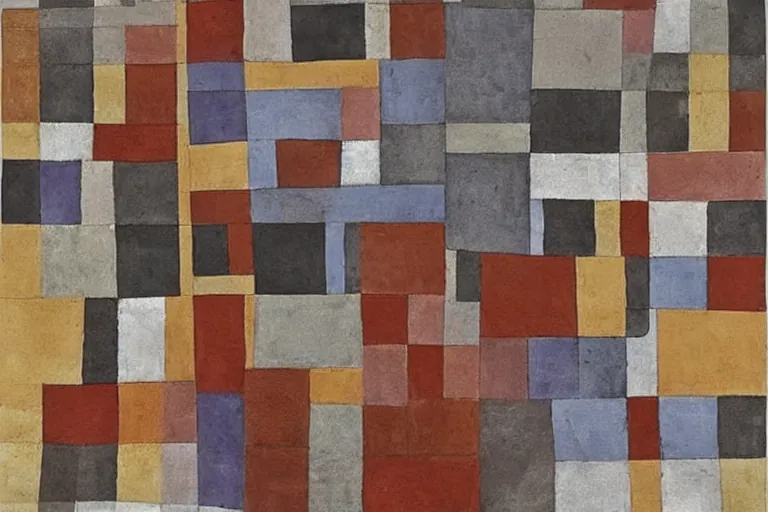 Abstract painting in the manner of Paul Klee, generated from the words of this post