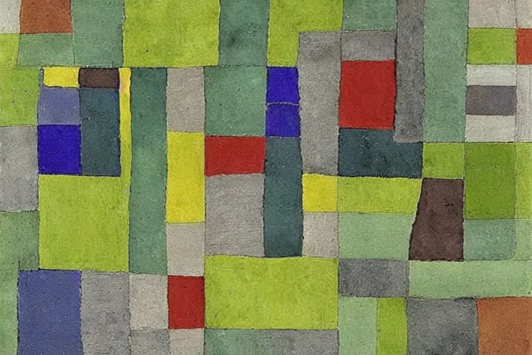 Abstract painting in the manner of Paul Klee, generated from the words of this post