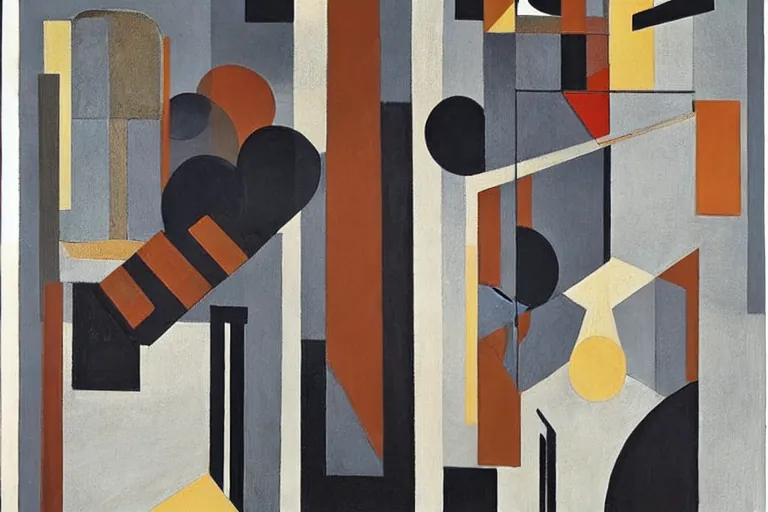 Abstract painting in the manner of Oskar Schlemmer, generated from the words of this post
