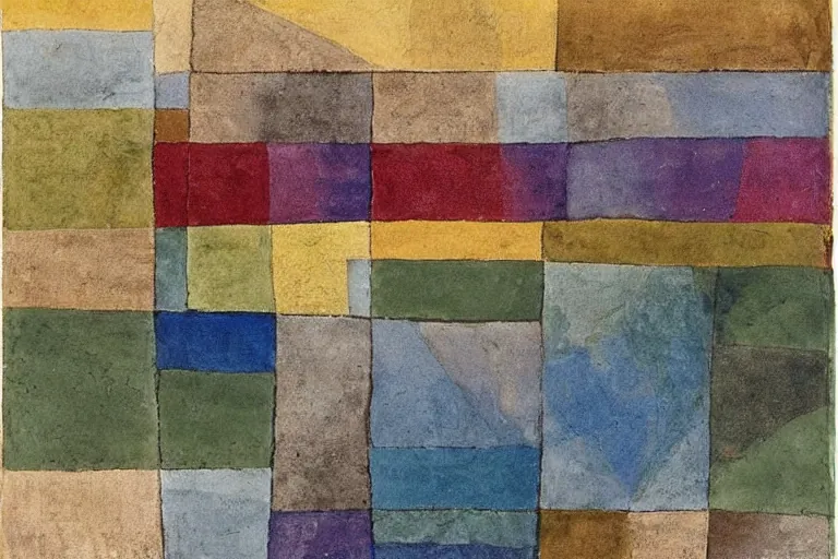 Abstract painting in the manner of Paul Klee, generated from the words of this post
