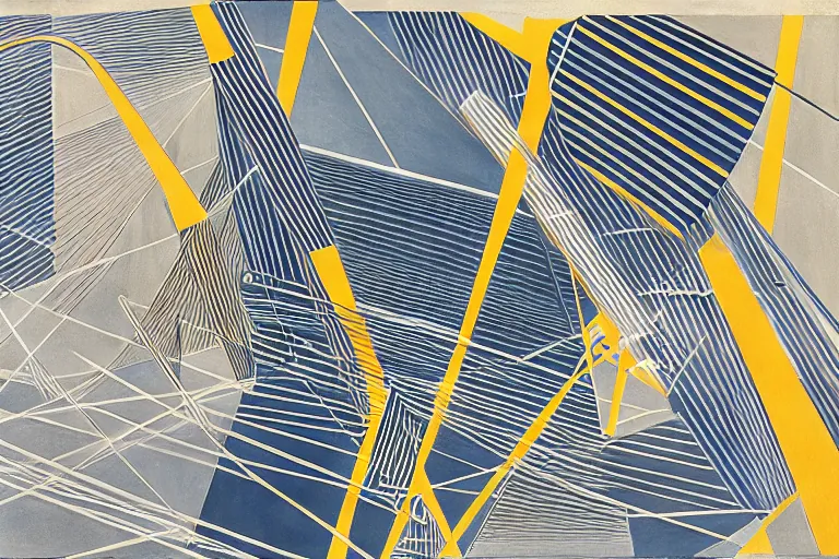 Abstract painting in the manner of Oskar Schlemmer, generated from the words of this post