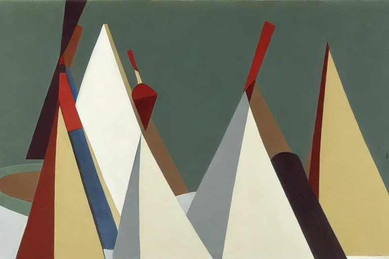 Abstract painting in the manner of Oskar Schlemmer, generated from the words of this post