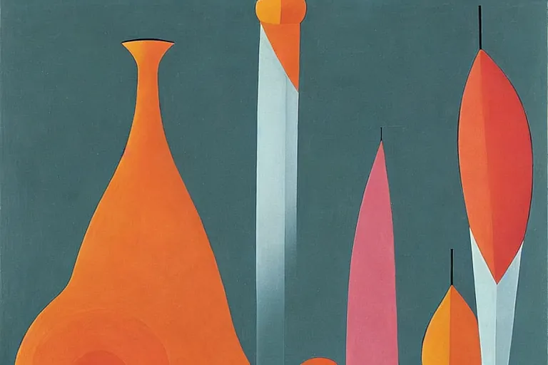 Abstract painting in the manner of Oskar Schlemmer, generated from the words of this post