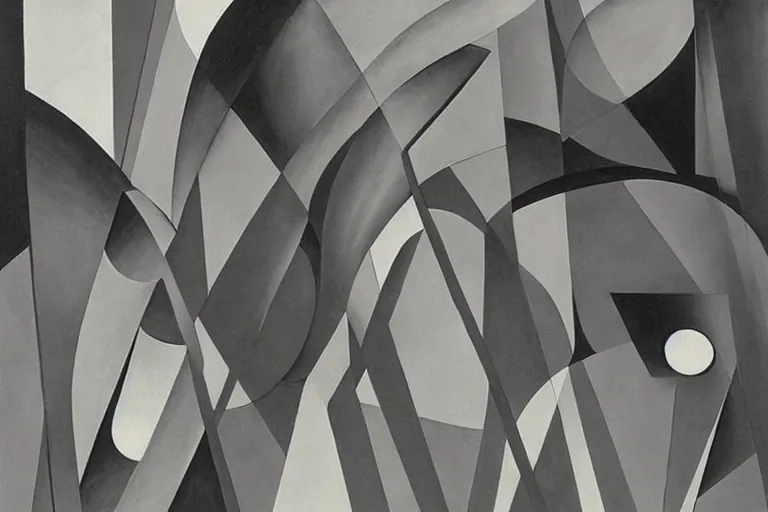 Abstract painting in the manner of Oskar Schlemmer, generated from the words of this post