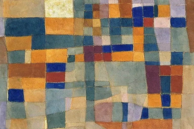 Abstract painting in the manner of Paul Klee, generated from the words of this post