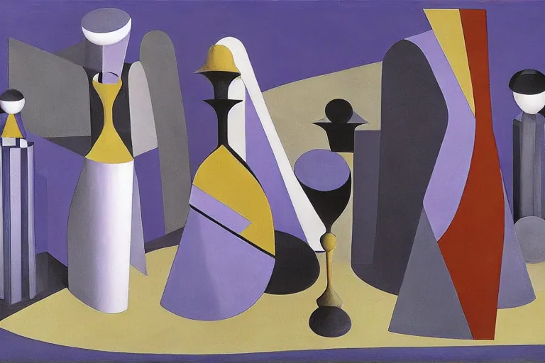 Abstract painting in the manner of Oskar Schlemmer, generated from the words of this post