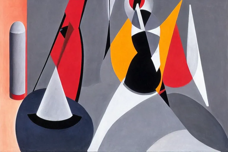 Abstract painting in the manner of Oskar Schlemmer, generated from the words of this post
