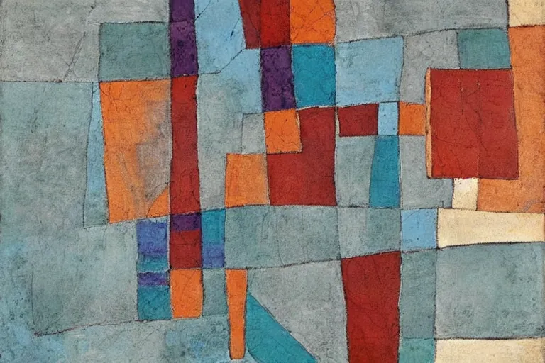 Abstract painting in the manner of Paul Klee, generated from the words of this post