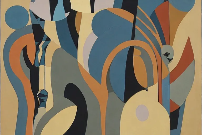 Abstract painting in the manner of Oskar Schlemmer, generated from the words of this post