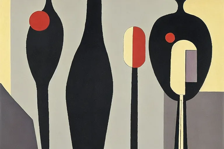 Abstract painting in the manner of Oskar Schlemmer, generated from the words of this post