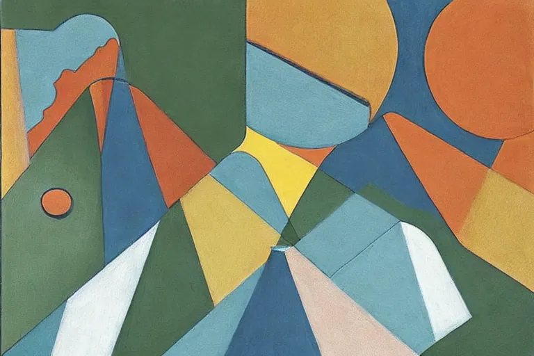 Abstract painting in the manner of Oskar Schlemmer, generated from the words of this post
