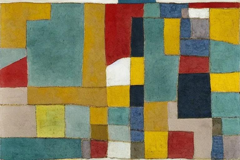 Abstract painting in the manner of Paul Klee, generated from the words of this post