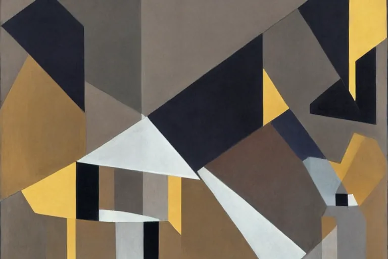 Abstract painting in the manner of Oskar Schlemmer, generated from the words of this post