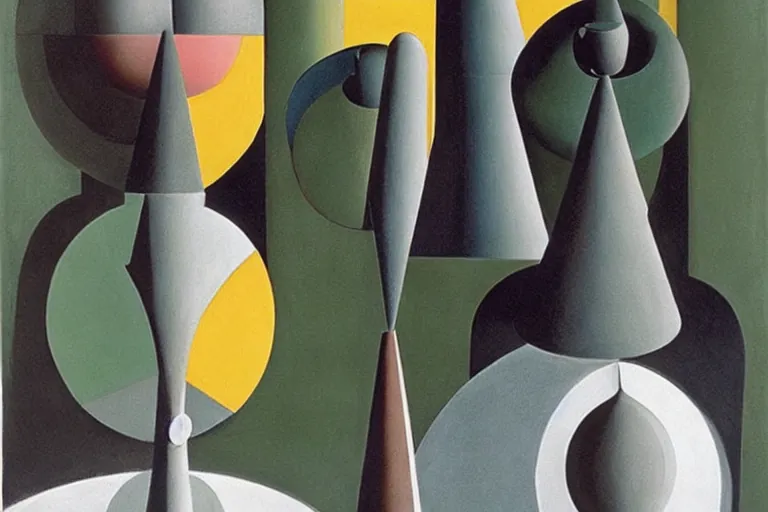 Abstract painting in the manner of Oskar Schlemmer, generated from the words of this post